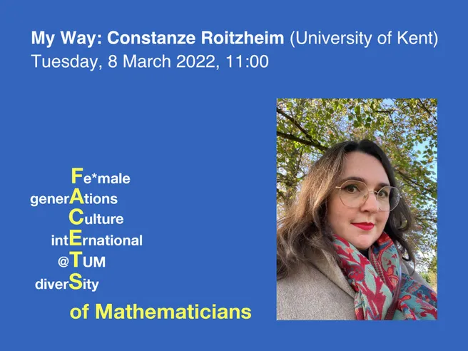 Announcement of the FACETS event "My Way" with a portrait of Constanze Roitzheim