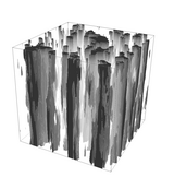 Example 4 of 6 heterogeneous materials in 3D view. block-like columnar material structure 
