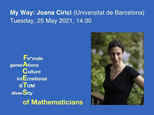 Ankündigung der FACETS-Veranstaltung "My Way" mit einem Porträt von Joana Cirici